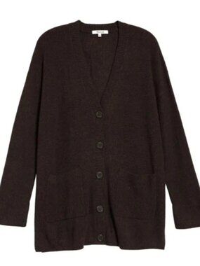 Madewell Asherton Waffle Knit Cardigan Sweater Size 1X Brown Alpaca Wool Blend